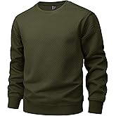 MAGCOMSEN Mens Crewneck Sweatshirts Long Sleeve Geometric Textured Pullover Shirts Winter Fall Casual Soft Sweatshirt