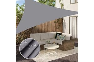 Neween Shade Sail, 6'7''x 6'7''x 6'7'' Sun Shade Sail Triangle Waterproof for Patio Yard Deck Pergola Outdoor Sun Sail Shade 98% UV Block Sunshade Light Grey Color