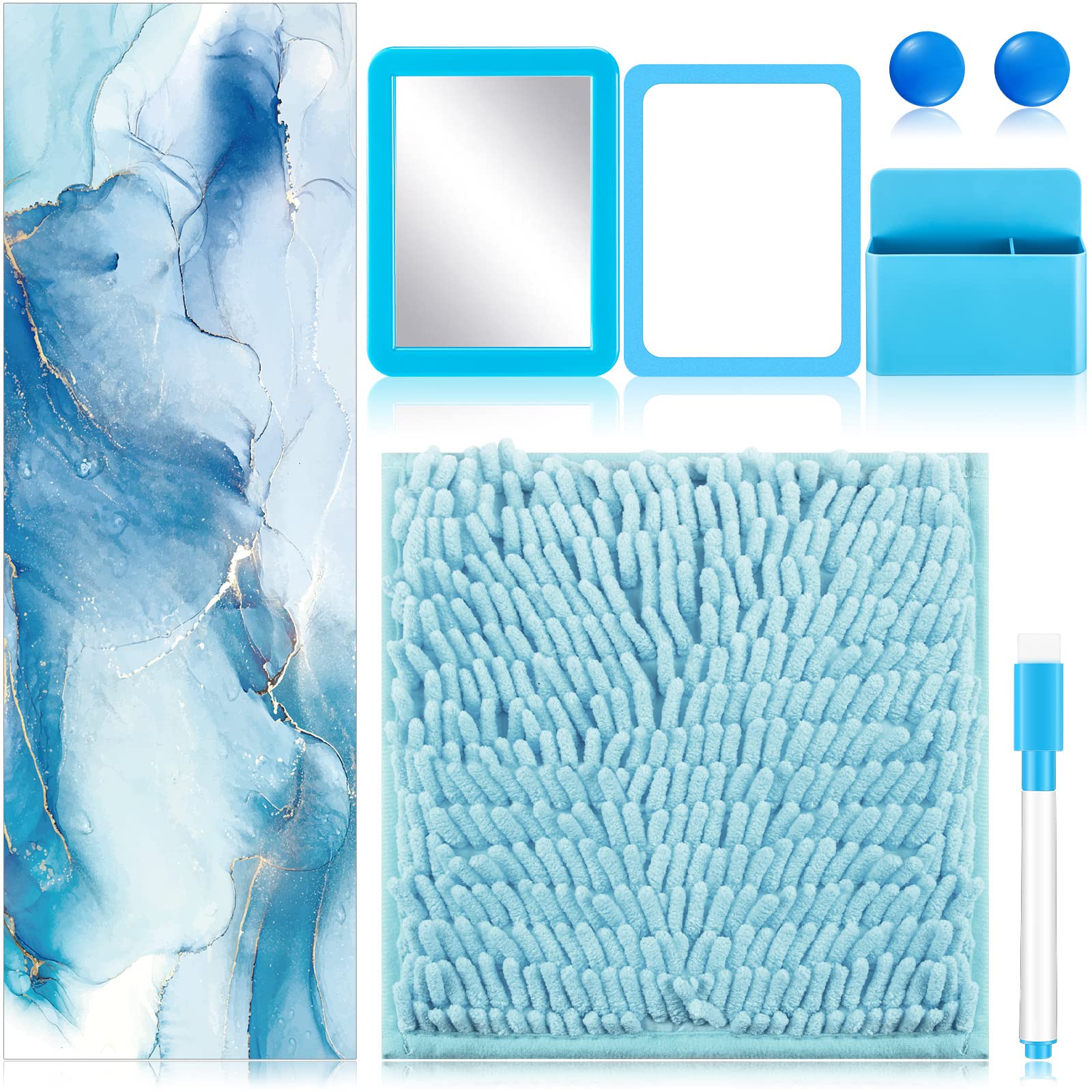 Photo 1 of Timgle 8 Pcs Locker Accessories Kit Magnetic Locker Wallpaper Organizer Mirror Magnet Nails Whiteboard with Dry Erase Marker Set for School Coat Lockers Decorations Supplies(Watercolor)