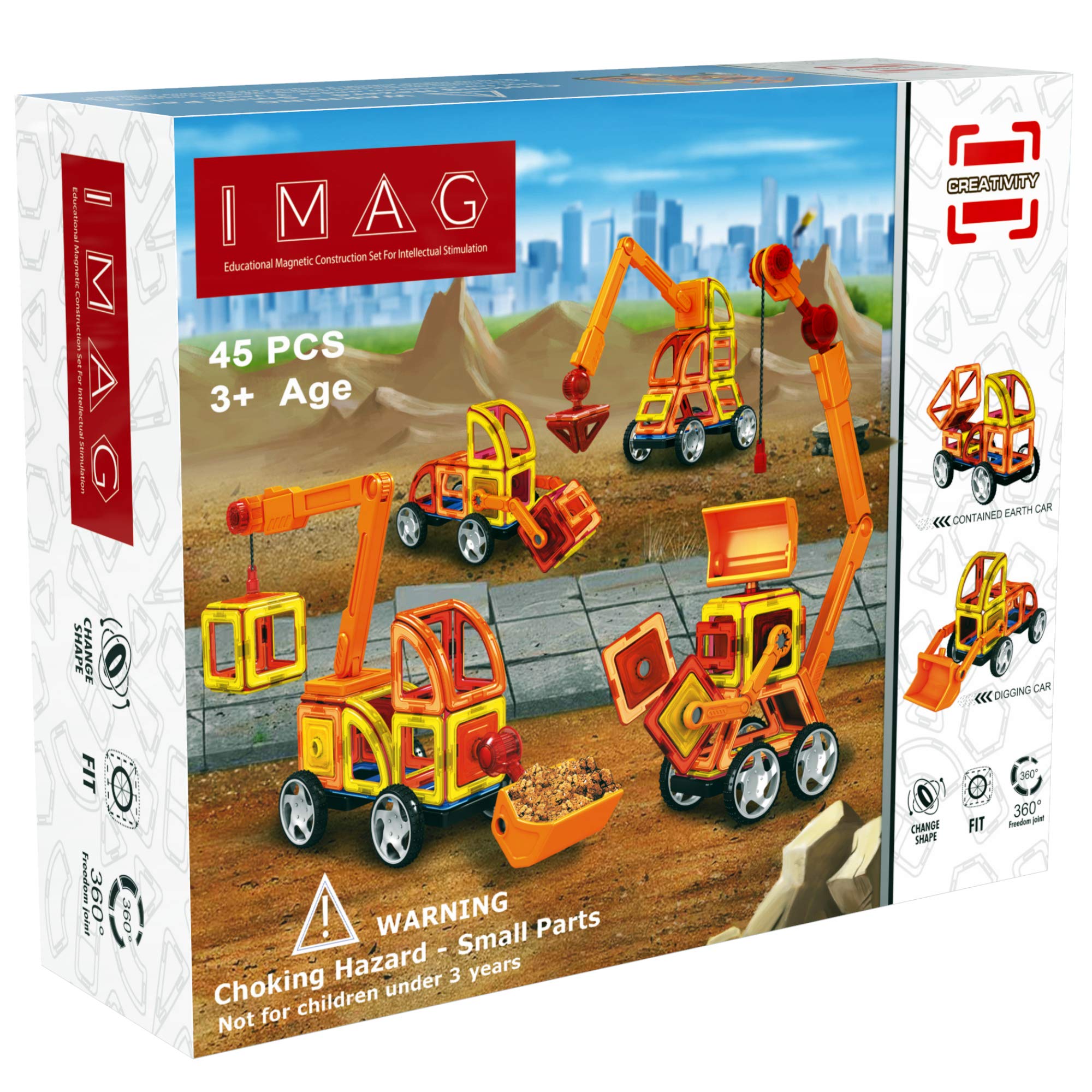 Imag Magnetic Building Blocks Iq Builder Playset 45 Pieces Stem