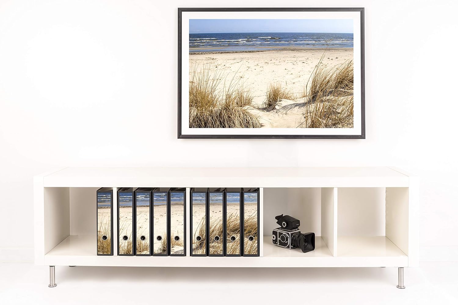 codiarts. Self-Adhesive Folder Spine, Label Set for 9 Wide Folders, Punched with Finger Hole, Spine Label Wide, Dune Beach & Sea - Image 3