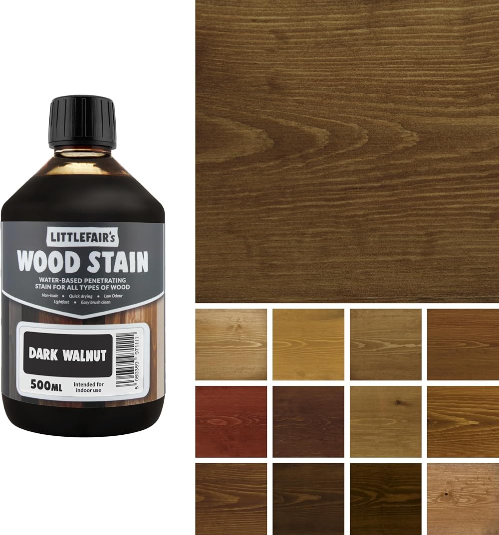 Littlefair's Wood Stain Water-Based Dark Walnut 500ml Non-Toxic