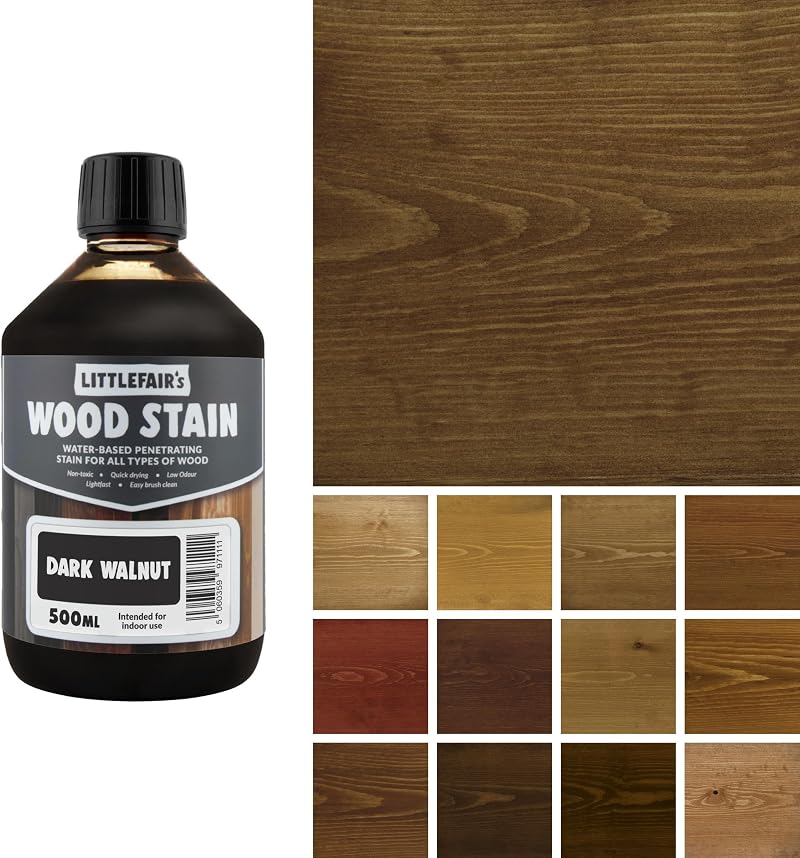 Littlefair's Wood Stain Water-Based Dark Walnut 500ml Non-Toxic