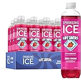 Sparkling Ice LIFESAVERS Strawberry, Zero Sugar Flavored Sparkling Water, with Vitamins and Antioxidants. No Artificial Dyes, Low Calorie Beverage, 17 fl oz Bottles (Pack of 12)