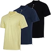 Real Essentials 3 Pack: Men's Cotton Pique Short Sleeve Polo Shirt - Performance Polo (Available in Big & Tall)