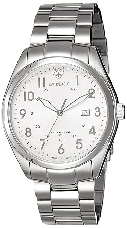 Swiss Eagle Analog White Dial Mens Watch-SE-9028-22