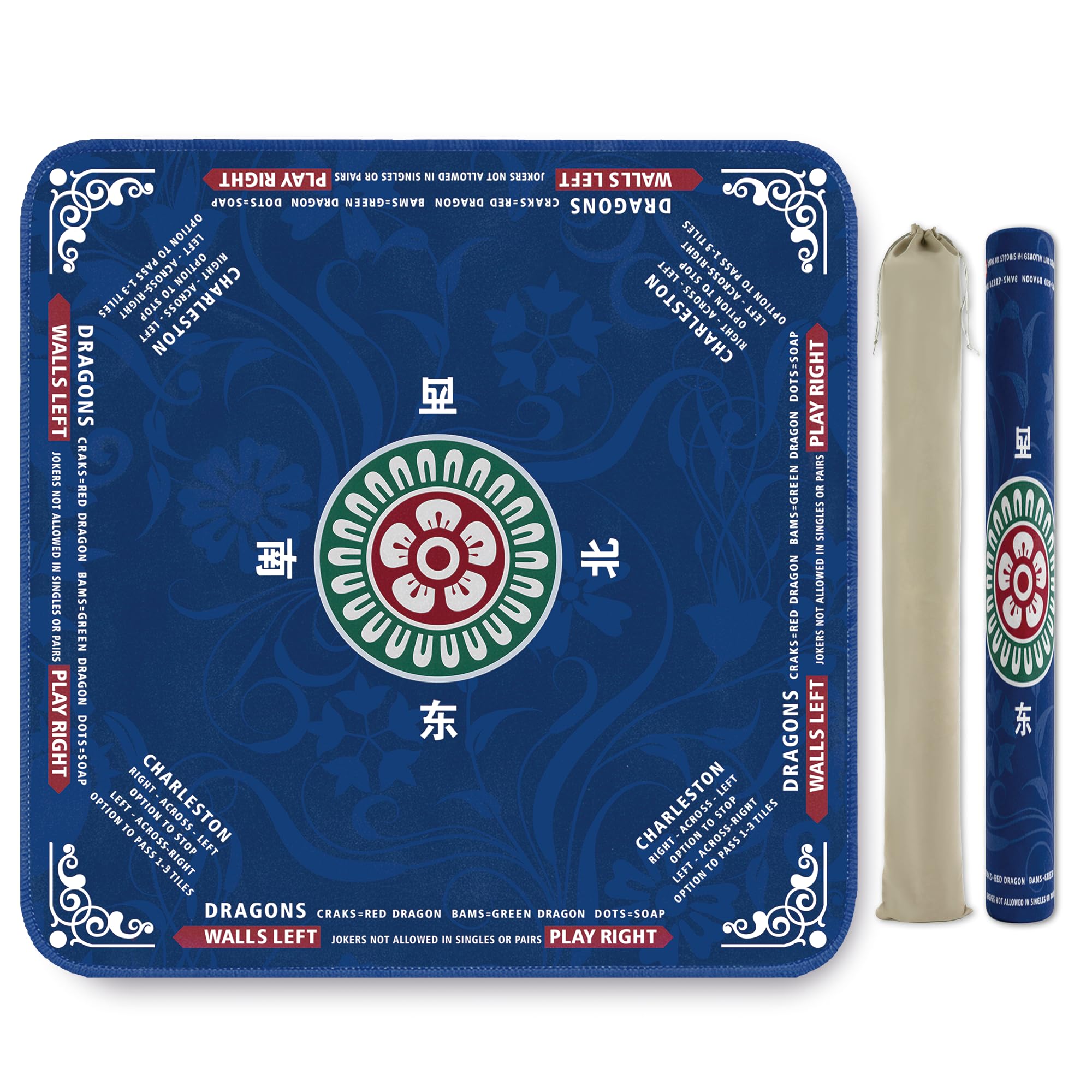 Photo 1 of ***STOCK PHOTO REFERENCE ONLY*** ECOLEMON Crease-Free Mahjong Mat for Table, American Mahjong Mat with Charleston Rules, 31.5 x 31.5 inch Non-Slip Rubber Backing Noise-Reducing Mah Jongg Learning Mat with Carrying Bag (Blue)