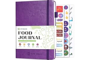 EPEWIZD Food Journal for Weight Loss, Meal Planner & Daily Food Wellness Diary to Count Calories Nutrient Intake,Weight Loss Journal to Track Health, Achieve Diet Fitness Goals (A5 size)-Purple