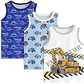 BiueLetter 3 Pack Boys Tank Tops Casual Sleeveless Shirt Cartoon Undershirts Crew Neck Kids for 3-8 Years