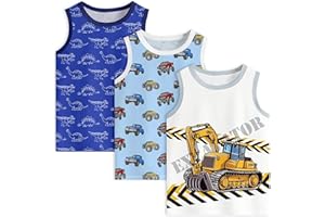BiueLetter Toddler Boys Tank Tops Sleeveless Shirt Cartoon Undershirts Kids 3 Pack for 3-8 Years