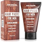 Viking Revolution Hair Paste for Men - Sandalwood - 3.5 oz | Medium Hold, Matte Natural Finish - Non-Greasy, Easy Wash Out - All-Day Styling Control - Sandalwood Scent