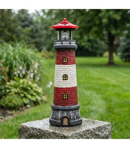 Amazon.com: Miles Kimball Red Solar Lighthouse by Maple Lane
