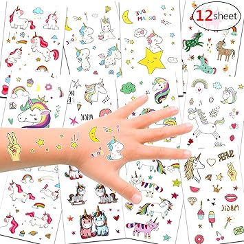 Konsait 300pcs Unicornio Tatuajes Temporales Falso Tatuajes