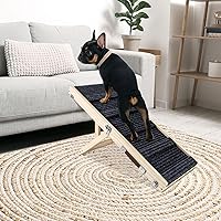Okydoky Small Dog Ramp, Adjustable Portable Folding Wooden Pet Ramp, 32" Long with Non-Slip Traction Mat, Adjustable from 9"