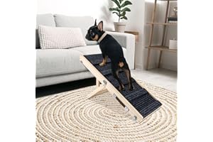 Okydoky Small Dog Ramp, Adjustable Portable Folding Wooden Pet Ramp, 32" Long with Non-Slip Traction Mat, Adjustable from 9" to 17.5", Dog Climbing Ladder for Sofa,Couch,Car (Grey) NO.LGPT1