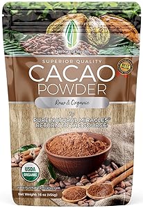 Pure Natural Miracles Cacao Powder Organic Raw Unsweetened Cocoa 1 lb