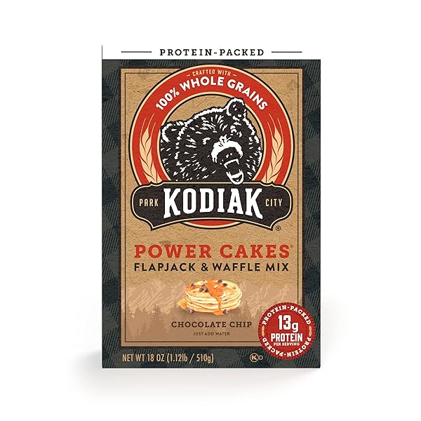 KODIAK POWER CAKES, PANCAKE & WAFFLE MIX, CHOCOLATE CHIP, HIGH PROTEIN,100% WHOLE GRAINS (PACK OF 1)