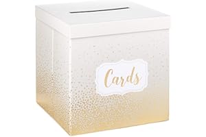 Hallmark 10" Elegant Card Receiving Box (Pearl and Gold Dots) for Weddings, Graduations, Retirements, Birthdays, Open Houses,