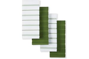 KITCHENAID Albany Kitchen Towel 4-Pack Set, Matcha Green/White, 16"x26"
