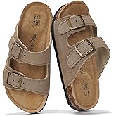 Project Cloud 100% Genuine Leather Kids Sandals - Natural Cork Footbed Non-Slip Slides for Kids - Lightweight Boys & Girls Sandals - Water-Resistant Girls & Boys Sandals