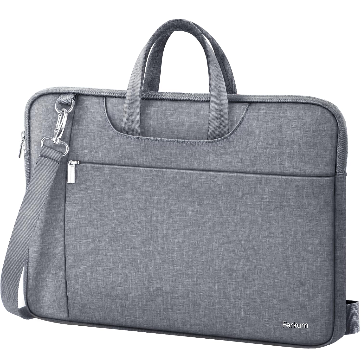 Ferkurn Laptop Case Bag Women Men Computer Sleeve with Shoulder Compatible with HP/Inspiron/Thinkpad/Vivobook/MSI/Surface, 14 inch, Grey