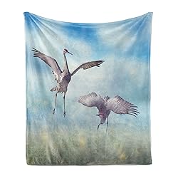 Ambesonne Cranes Throw Blanket, Sandhill Birds in