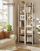 VASAGLE 6-Tier Bookshelf 30 x 40 x 187.5 cm Natural Beige White LLS101N01 view 2