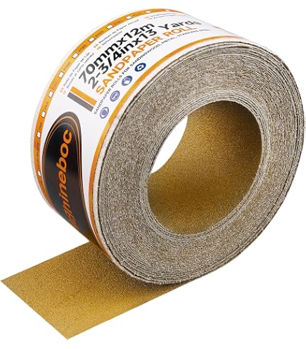 ProductionShop 320 Grit PSA Gold Longboard Sandpaper Roll – 2-3/4" X 12 Yard, Self-Adhesive Stickyback For Auto, Wood, Air File Sanders