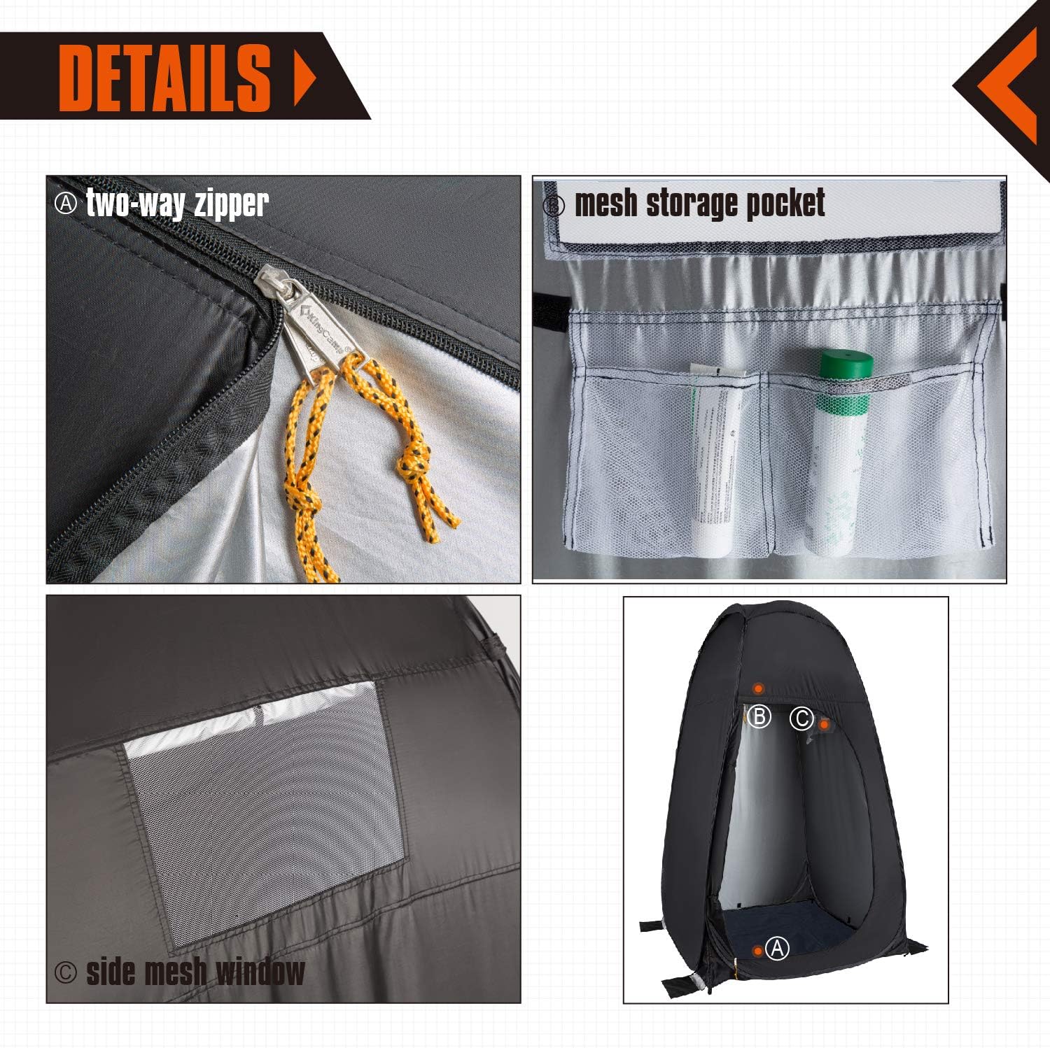 KingCamp Pop Up Dressing Changing Tent Shower Room Detachable Floor for Camping Outdoor Beach Toilet Portable with Carry Bag: Sports & Outdoors