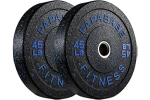Papababe Weight Plates, 2-Inch Weights Plates Set, Floor Protective Rubber Weight Plates, 10-600lbs Bumper Plates for Barbell Strength Training & Weightlifting (Single/Pair/Full Set)