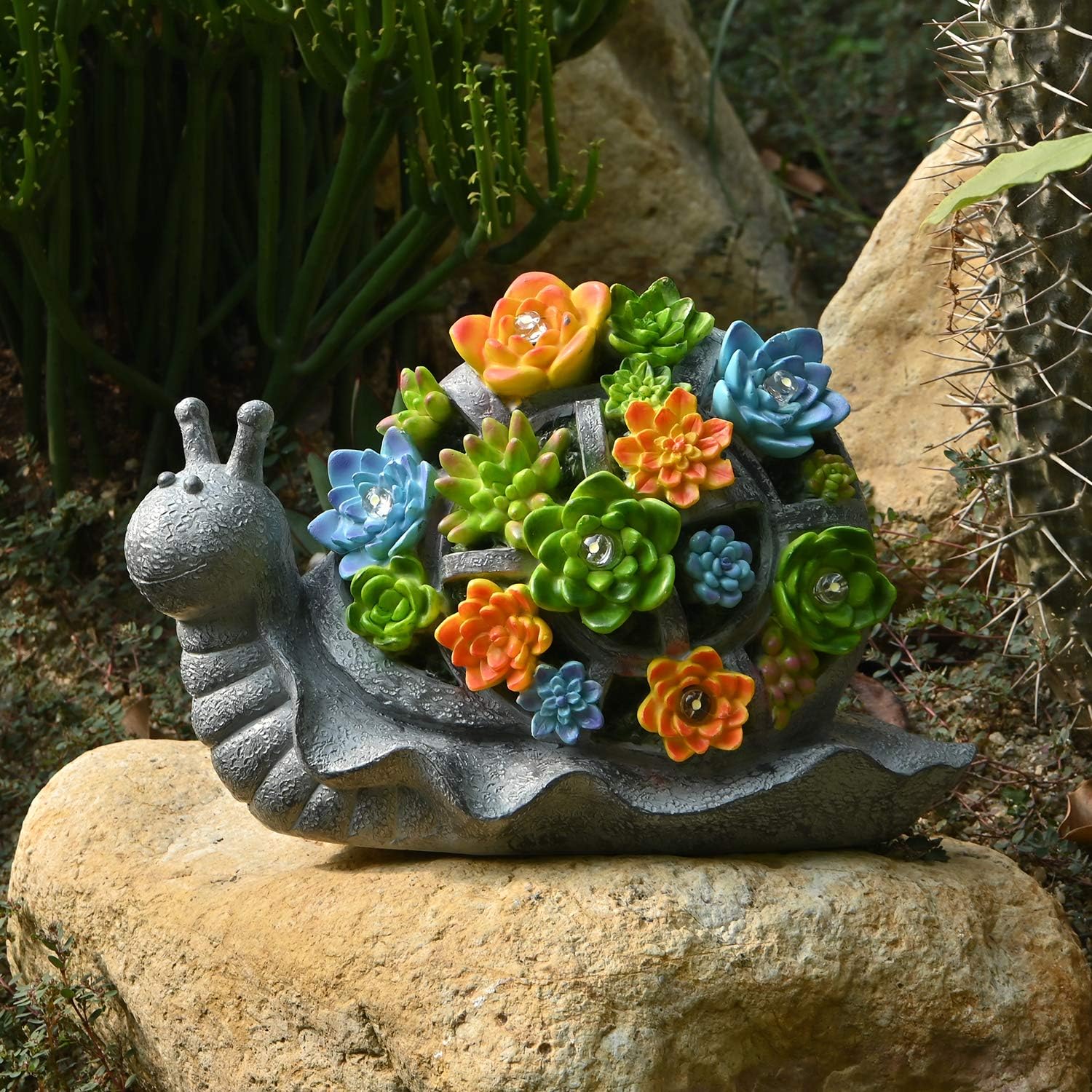 ASAWASA Snail Solar Garden Statues and Sculptures Outdoor Decor, Garden Figurines with Solar Powered Lights for Patio, Lawn, Yard Art Decoration, Housewarming Garden Gift, 9.7x4.7x6.3 Inch : Garden & Outdoor