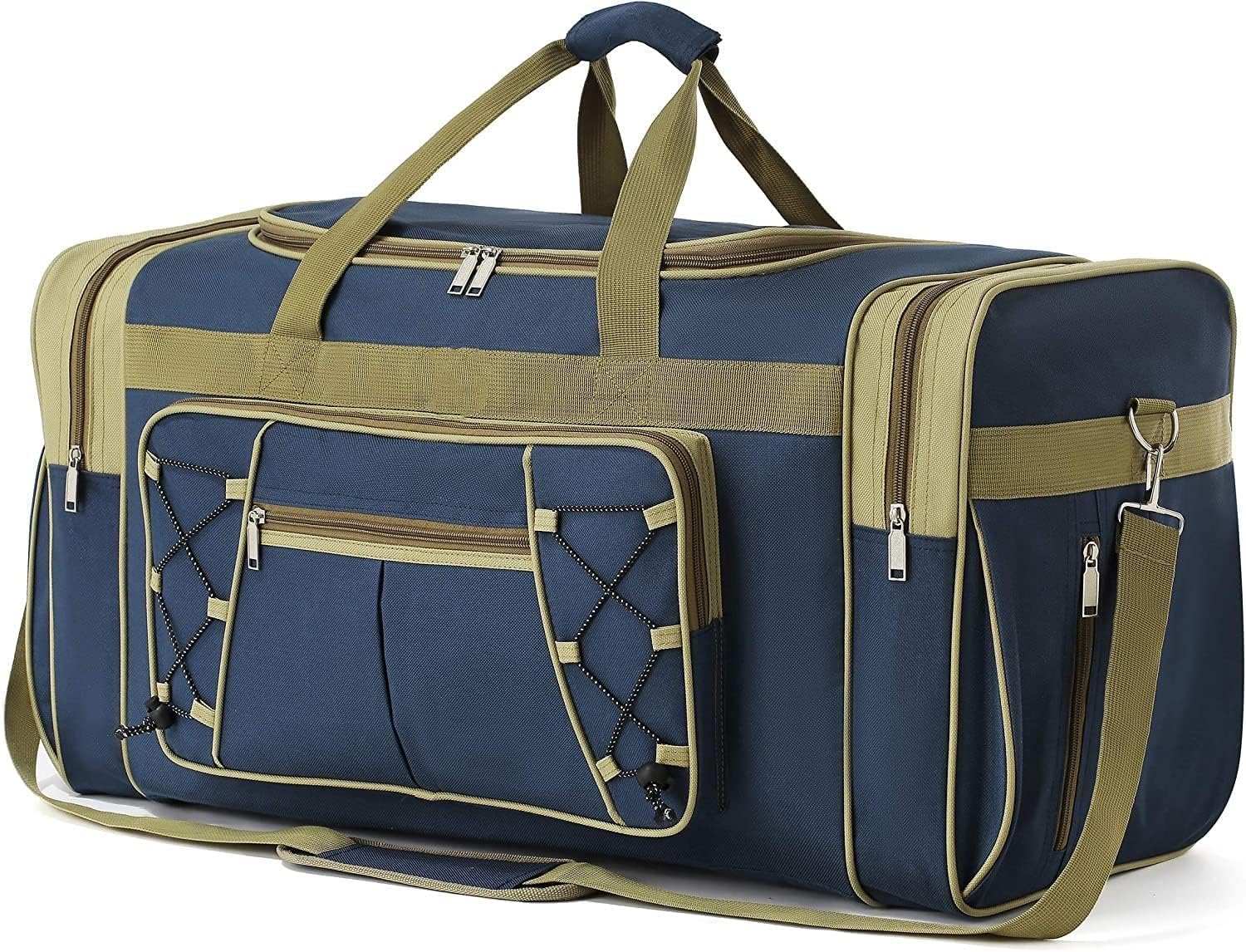 Travel Duffle Bags for Men Weekender Over Night Carry On Bag Lightweight Extra Large Oxford Duffel Gym Sturdy Luggage Water-Proof for Men & Women 26" XL (Blue Gold)