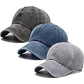 3 Pack Washed Plain Vintage Baseball Cap Cotton Adjustable Twill Bulk Low Profile Classic Dad Hat for Men/Women