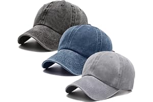 JCUTELRY 3 Pack Washed Plain Vintage Baseball Cap Cotton Adjustable Twill Bulk Low Profile Classic Dad Hat for Men/Women