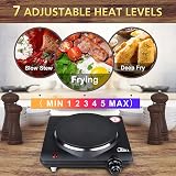 Uten Stainless Steel Single Hotplate 1250-1500W 5 Power Levels Cast Iron view 2