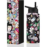 Tokidoki Unicorno 32OZ Water Bottle with straw Anime Cartoon Reusable Insulated Water Bottle Cup Tumbler with Leak Proof Flip for Outdoor Gym (all-stars)
