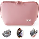 KUSSHI Neoprene Makeup Bag - Washable Makeup Bag for Stress Free Travel (Mauve/Stone)