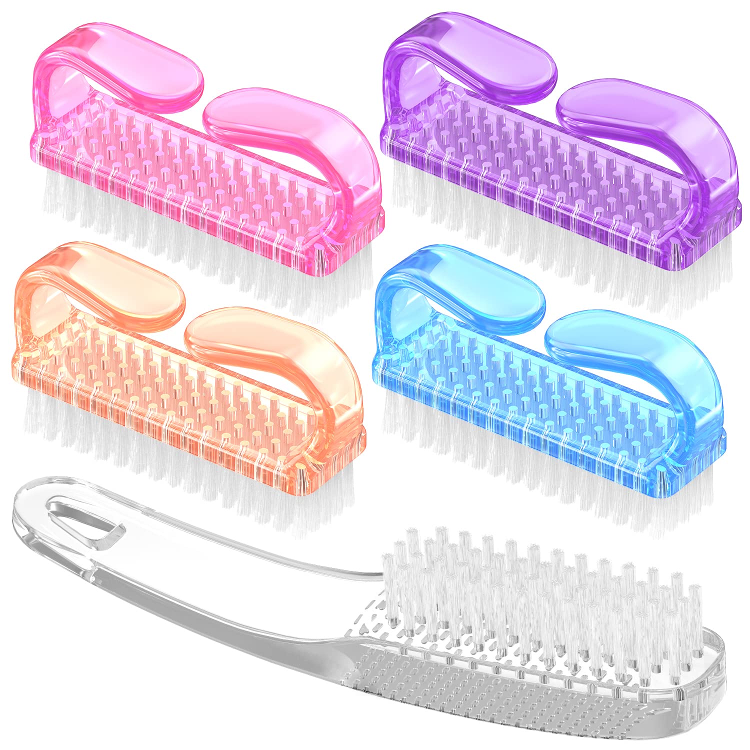 Larbois Nail Brush - Cleaning Brush for Fingernails and Toenails, Handle Grip (5 Pack)