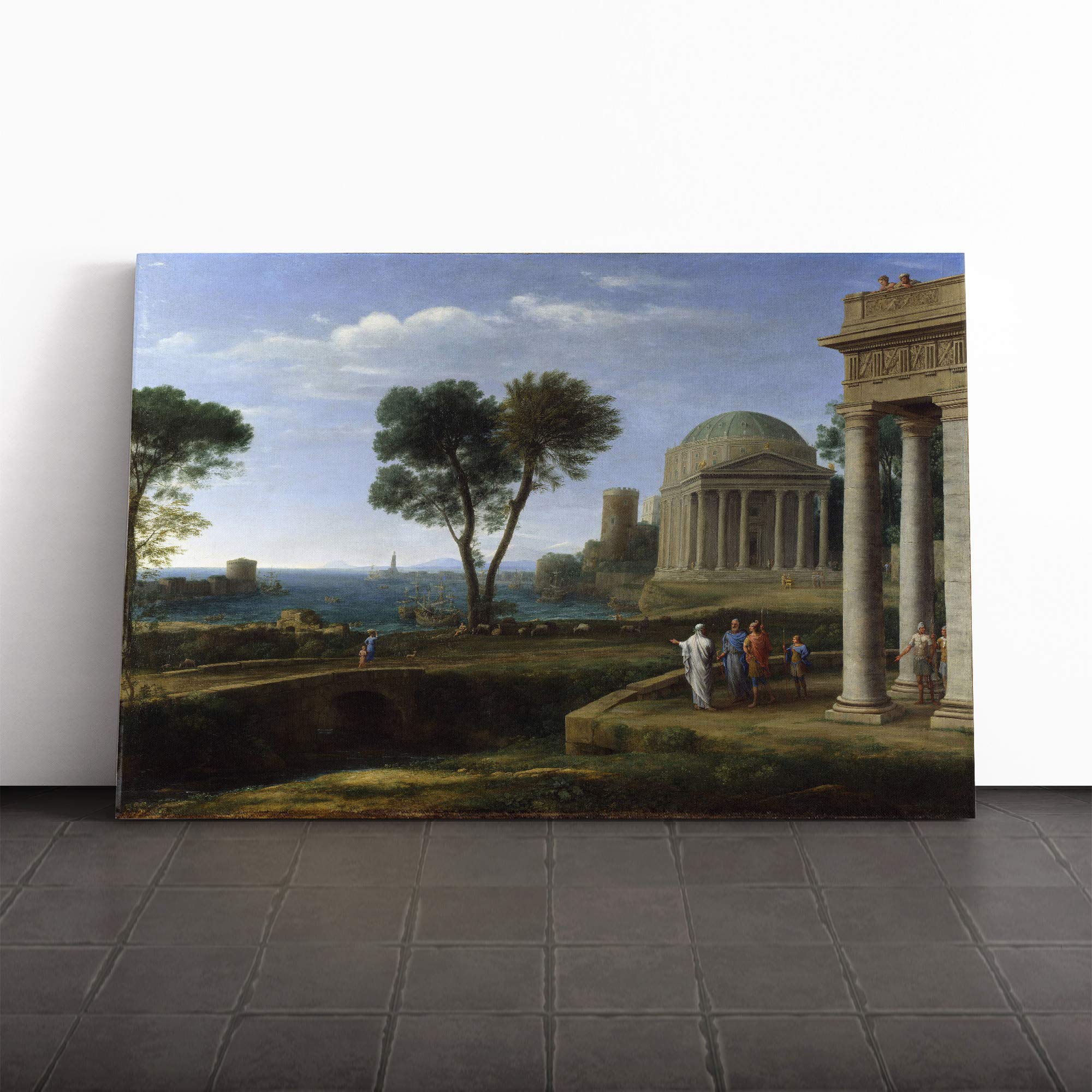 Claude Lorraine Aeneas at Delos Canvas Print | Gallery Wrapped 30mm Frame Wall Art | 20x14 inches | Ready to Hang | Modern Picture | Living Room Bedroom Lounge Office
