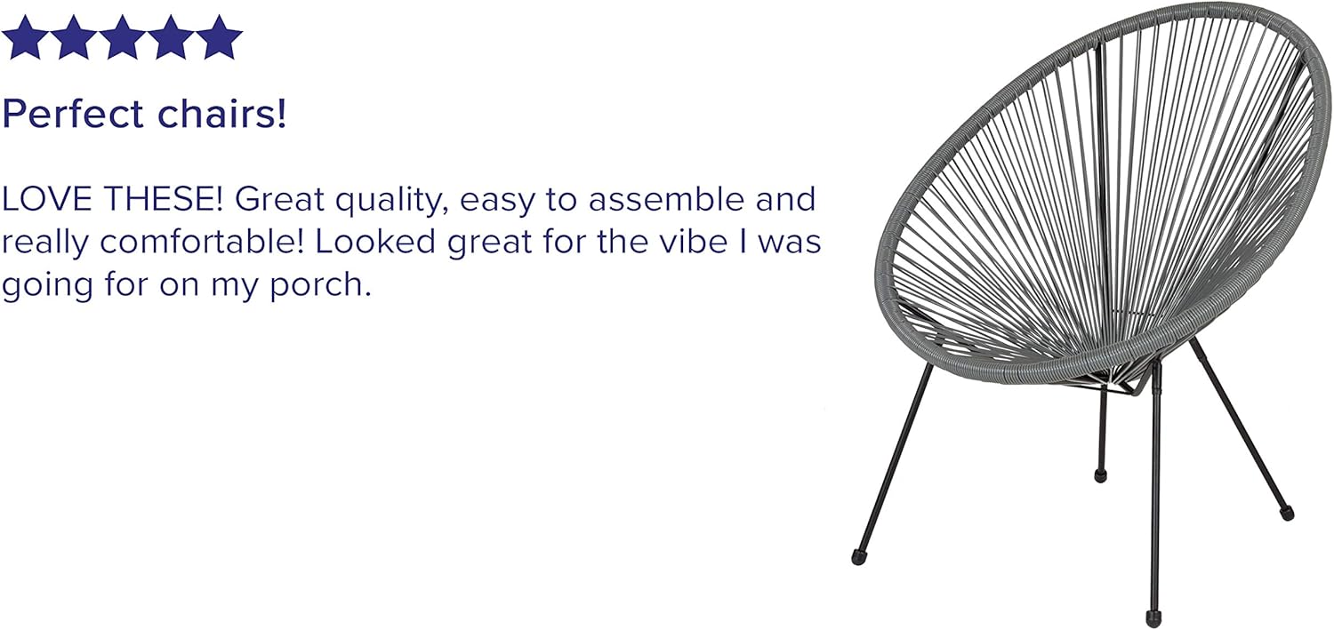 Flash Furniture Valencia Oval Comfort Series Take Ten Grey Rattan Lounge Chair: Furniture & Decor