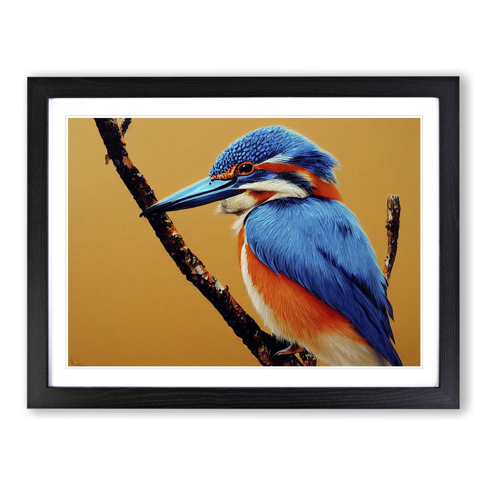 Blessed Kingfisher Bird Framed Print | A4 Black Framed Wall Art | Ready to Hang | Modern Nature Picture | Living Room Bedroom Lounge Office