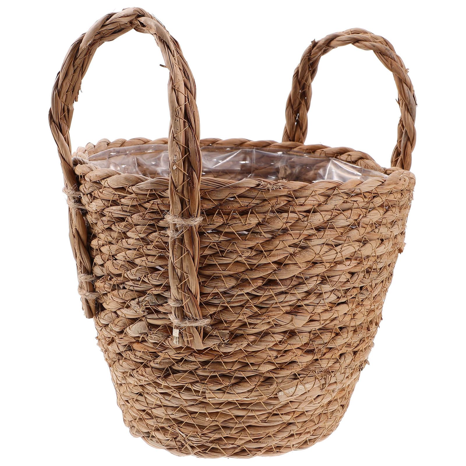 DOITOOL Straw Flower Pot 16Cm Woven Rattan Plant Pot Indoor Wicker Planter Handcrafted Seagrass Basket for Home Decor and Plant Storage