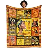 VMREAYR African American Gifts for Women, Afro Black Girl Birthday Blanket 60" X 50", Birthday Black Lady Women Girl Blanket, Positive Encouragement Inspirational Gift