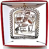 Wisconsin Christmas Ornament Brass State Souvenir Gift
