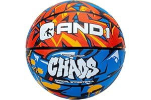 AND1 Chaos Rubber Basketball: Official Regulation Size 7 (29.5 inches) Rubber Basketball - Deep Channel Construction Streetball, Made for Indoor Outdoor