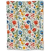 Ti Caldi Vibrant Wildflower Blanket | Soft Warm Fuzzy Lightweight Flannel Colorful Floral Throw for Couch, Bed, Travel, Home Decor & Outdoor, Cozy Blankets for Adults Kids Women Girls 50×40 in