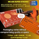 100 Heavy Duty Orange Nitrile Gloves 8.5 mil LARGE Diamond Texture view 3