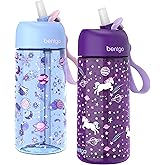 Bentgo® Kids Water Bottle 2-Pack - New, Improved 2023 Leak-Proof BPA-Free 15 oz Cups for Toddlers & Children - Flip-Up Safe-S