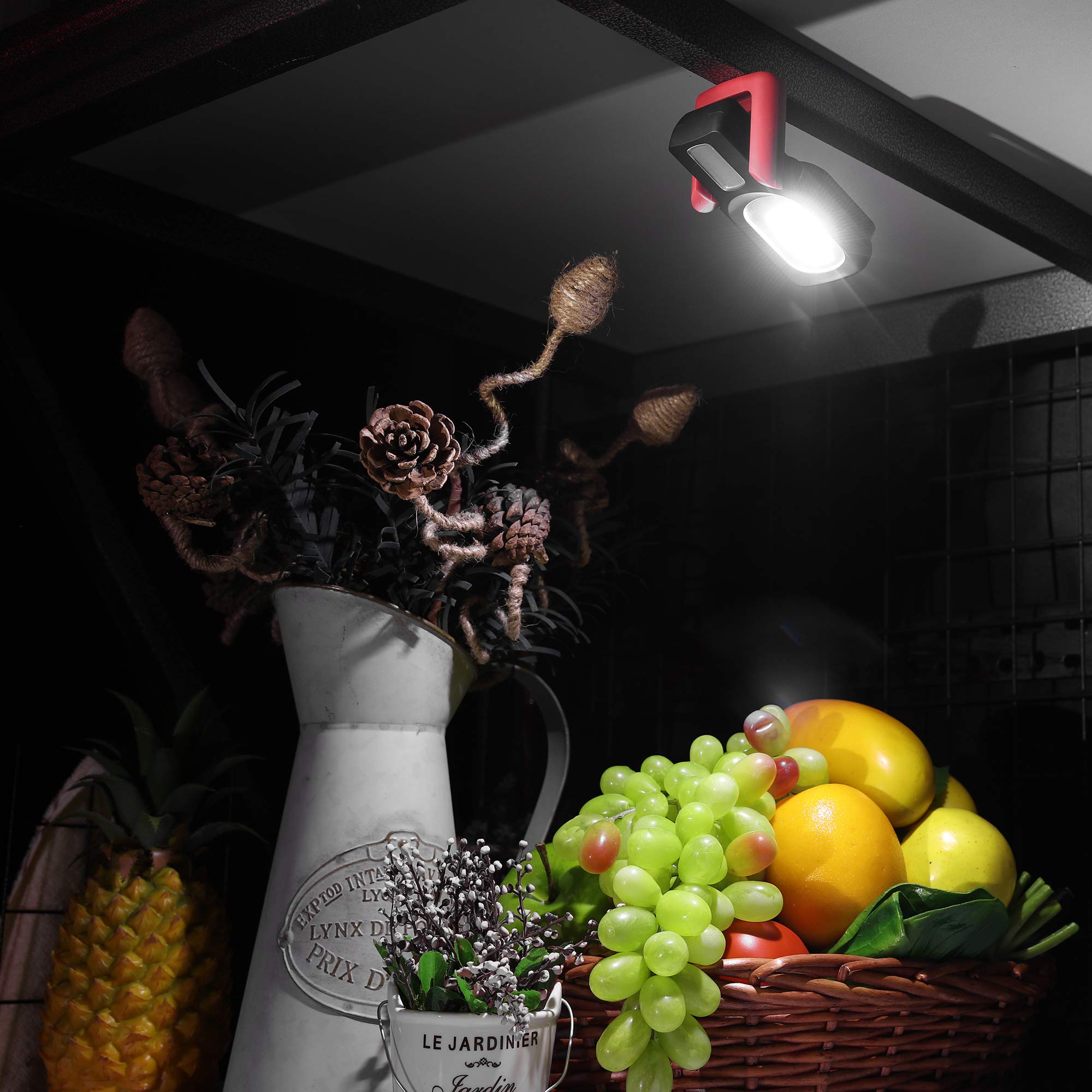 Aiprov Rechargeable LED Work Light,200 Lumens Magnetic Base And 360°Hanging Hook COB Flashlight, Waterproof Flood Light,SOS Red Warning Lights For Car Repairing,Outdoor Camping Fishing Hiking and Emergency