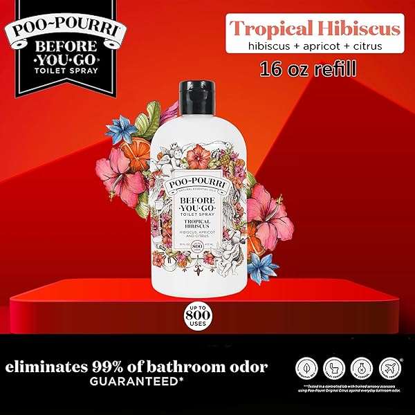 POO-POURRI BEFORE-YOU-GO TOILET SPRAY 16-OUNCE REFILL BOTTLE, TROPICAL HIBISCUS